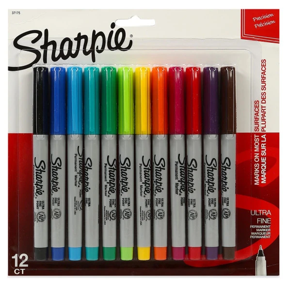 Sharpie Set Permanent Ultra Fine Uç 12 Li Fine Uçlu Keçeli Markör Kalem