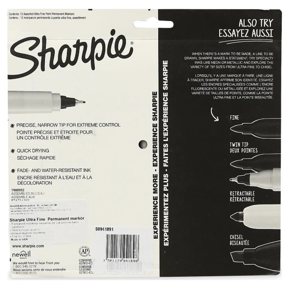 Sharpie Set Permanent Ultra Fine Uç 12 Li Fine Uçlu Keçeli Markör Kalem - 3