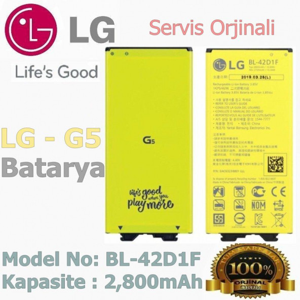 Lg G5 Bl-42D1F Batarya Bl42D1F Garantili 2800Mah Batarya Servis