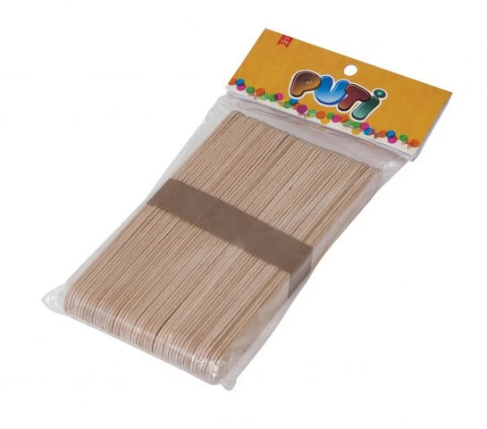 Puti Ahşap Natural 50 Li Büyük Dil Çubuğu / 4612