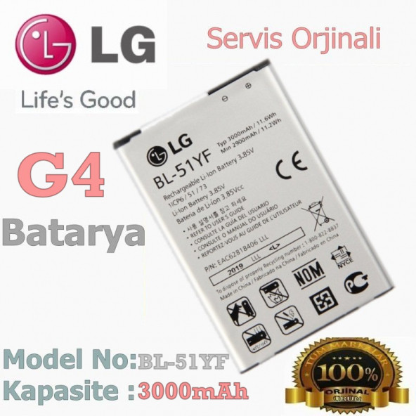 Lg G4 Batarya BL-51YF H815 G4 Stylus H542Tr Uyumlu Yedek Batarya Servis