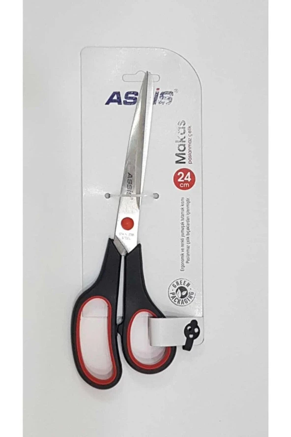 Cassa Makas İnoxy 24 CM Ofis Büro Makası Kırmızı Siyah (12 Li Paket)