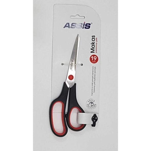 Cassa Makas Inoxy 19 CM Ofis Büro Makası Kırmızı Siyah (12 Li Paket)