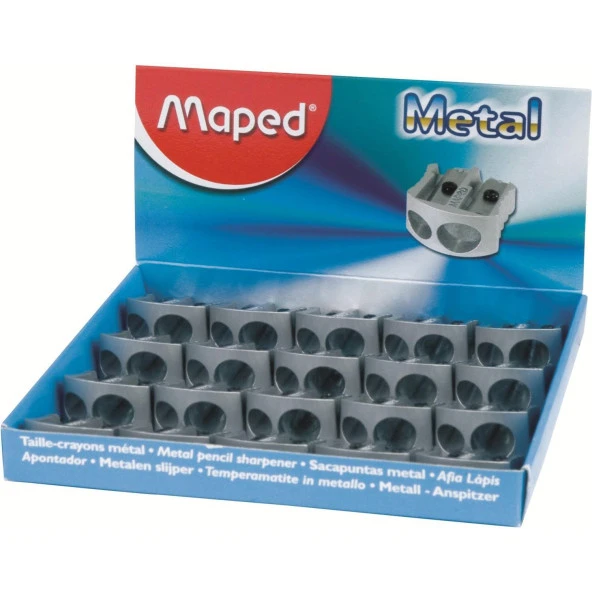 Maped Kalemtraş Klasik Metal Çift Delikli Öğrenci Kalemtıraşı (20 Li Paket)
