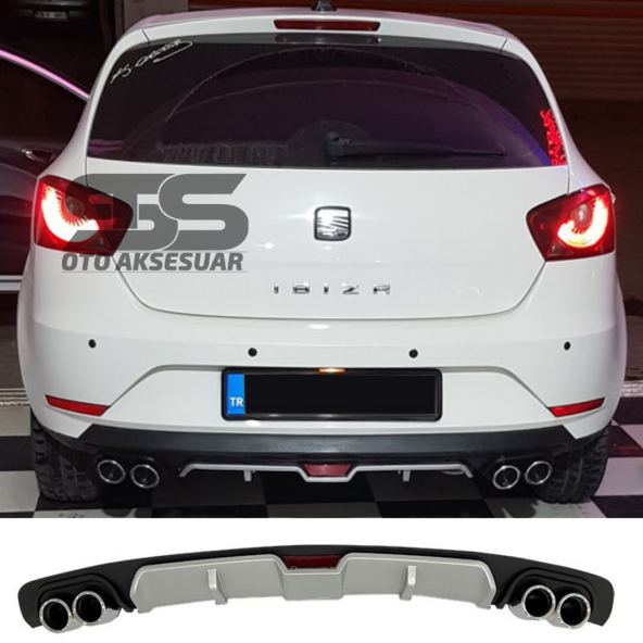 Seat İbiza Difüzör Arka Tampon Eki 4 Egzoz Çıkışlı Gri