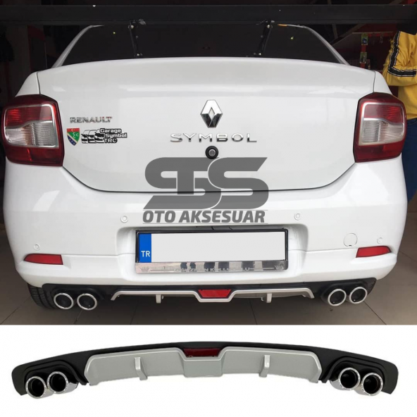 Renault Symbol Difüzör Arka Tampon Eki 4 Egzoz Çıkışlı Gri - 5