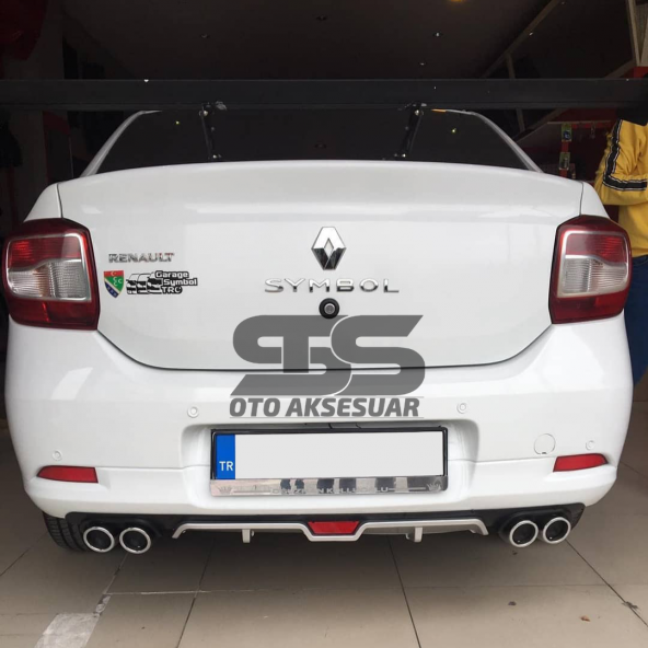 Renault Symbol Difüzör Arka Tampon Eki 4 Egzoz Çıkışlı Gri - 6