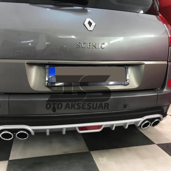 Renault Scenic Difüzör Arka Tampon Eki 4 Egzoz Çıkışlı Gri Tip - 3
