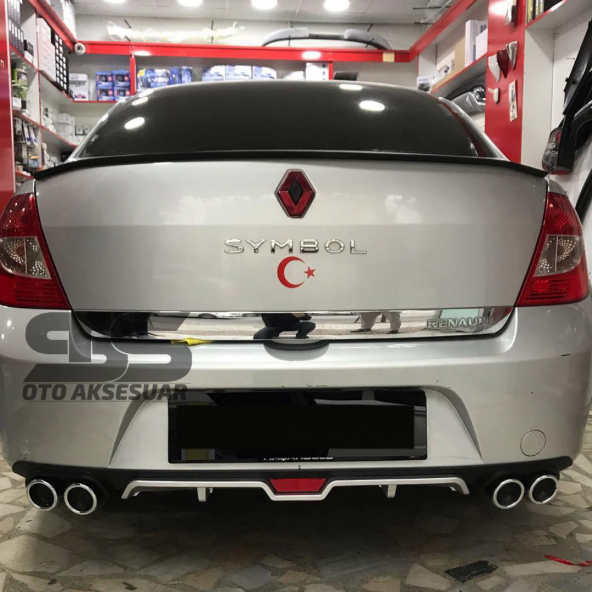 Renault Symbol Difüzör Arka Tampon Eki 4 Egzoz Çıkışlı Gri - 2