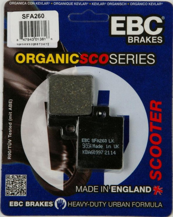 Ebc Sfa260 2007-2015 Gilera Fuoco 500 Uyumlu Ön Fren Balatası Organik Balata - 1