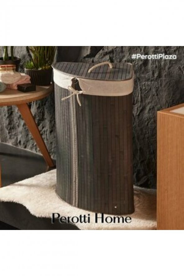 Perotti hasır hambu kirli çamaşır sepeti - katlanır çok amaçlı dekoratif sepet 14682