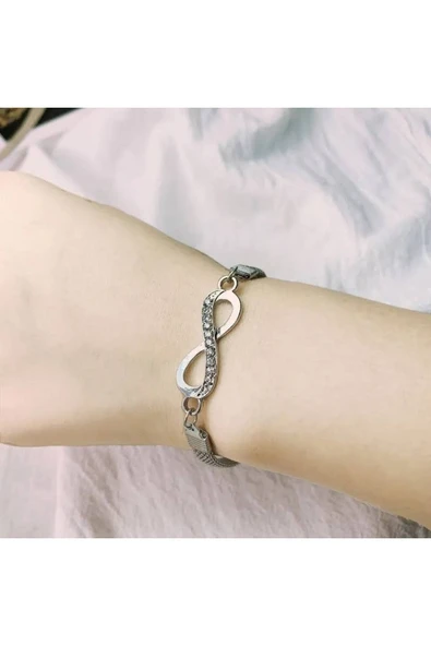 Kadın Kristal Bilezik Sonsuzluk Künye Elmas Blange Moda Bileklik Takı Trend Lüks Kk3556 - 4