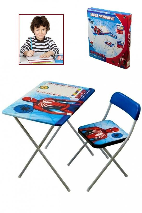 Spiderman Örümcek Adam Katlanabilir Çocuk Ders Çalışma Masası ve Sandalye
