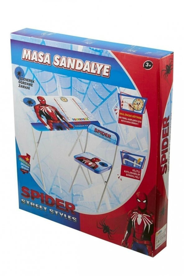 Spiderman Örümcek Adam Katlanabilir Çocuk Ders Çalışma Masası ve Sandalye - 4