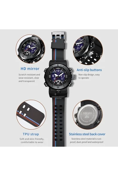 Erkek Kol Saati Analog Dijital Spor Moda Trend 8051y Saat - Resim 3