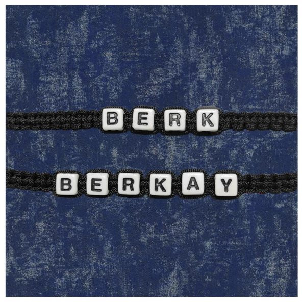 Siyah Renk Makrome Örme Kadın & Erkek İsim Yazılı İkili Bileklik