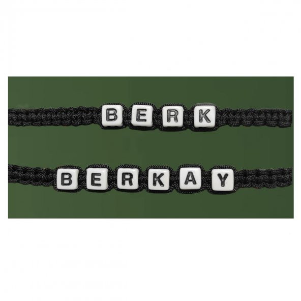 Siyah Renk Makrome Örme Kadın & Erkek İsim Yazılı İkili Bileklik - 2
