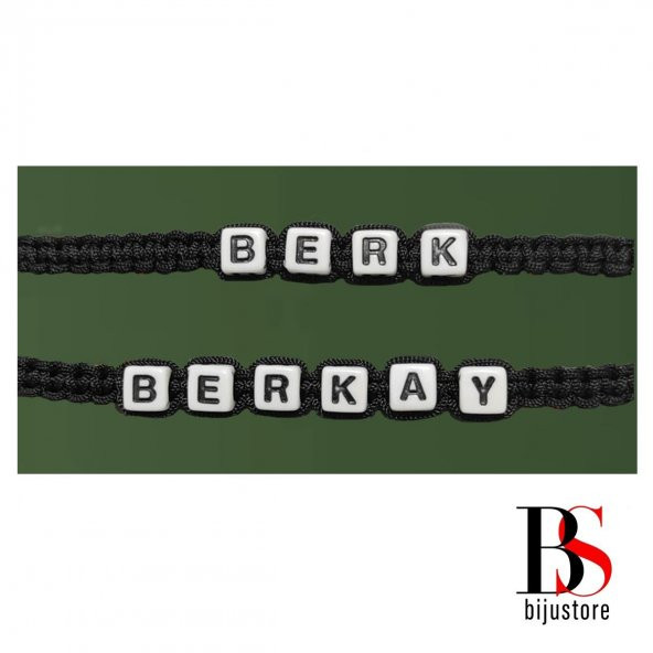 Siyah Renk Makrome Örme Kadın & Erkek İsim Yazılı İkili Bileklik - 3