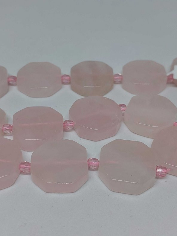 Pembe Kuvars Taşı Sekizgen Şekilli/adet (35685-1) - Resim 2