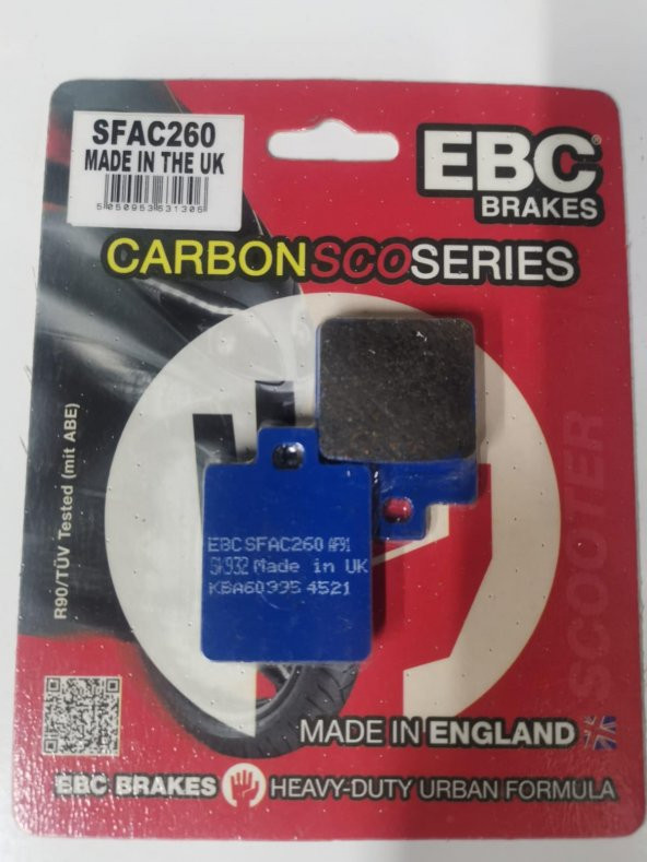 Ebc Sfac260 1999-2001 Gilera Runner 180 Uyumlu Arka Fren Balatası Karbon Balata