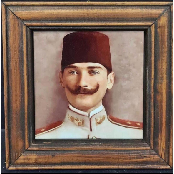 Ahşap Çerçeveli Seramik Atatürk Tablo