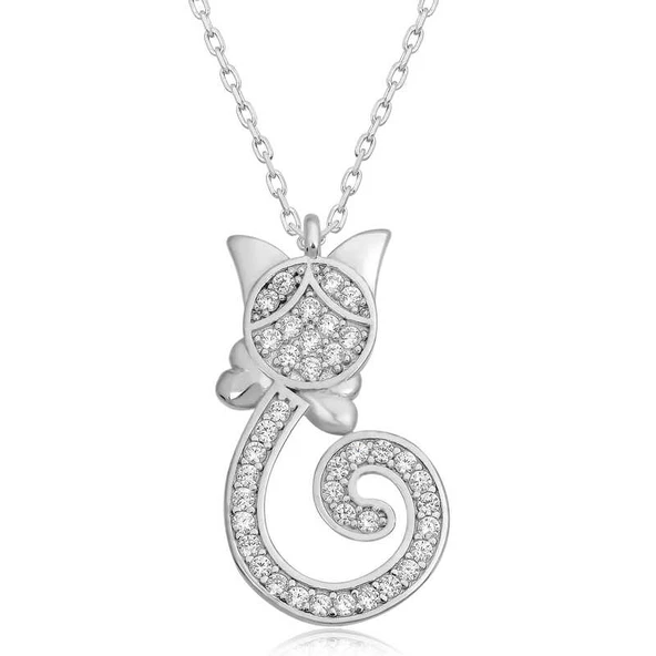 Gümüş Kedi Kadın Kolye SL4798 ürün görseli