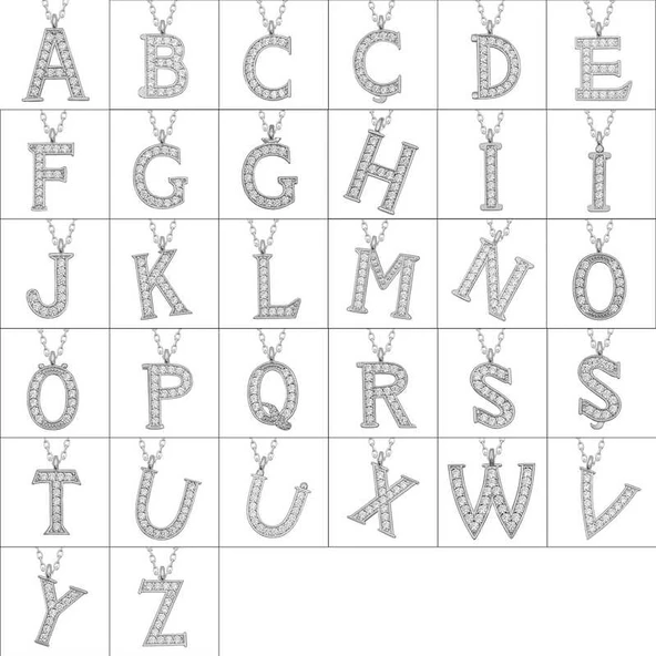 Gümüş Rodyum H Harfi Kadın Kolye SL4819 - Resim 2