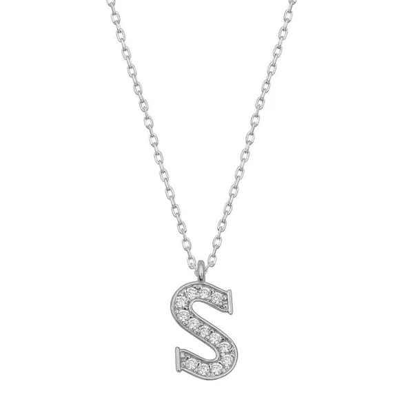 Gümüş Rodyum S Harfi Kadın Kolye SL4832 ürün görseli