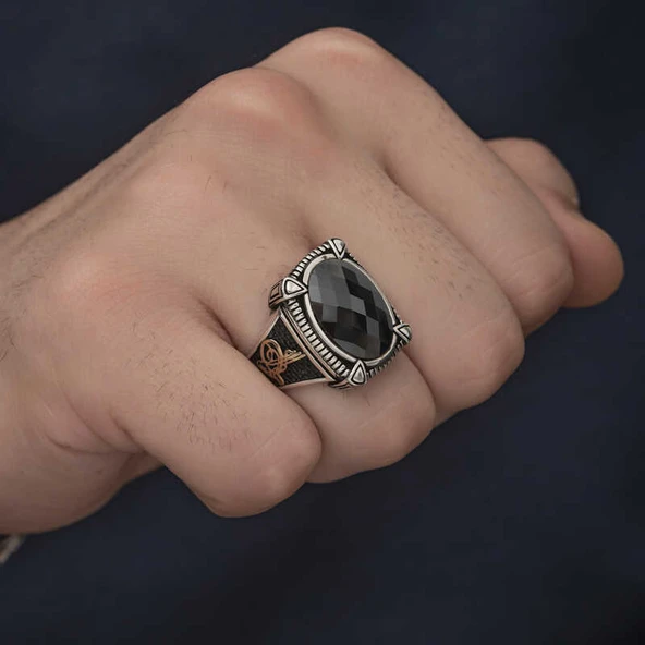 Gümüş Siyah Zirkon Taşlı Erkek Yüzük  SL4851 - Resim 11