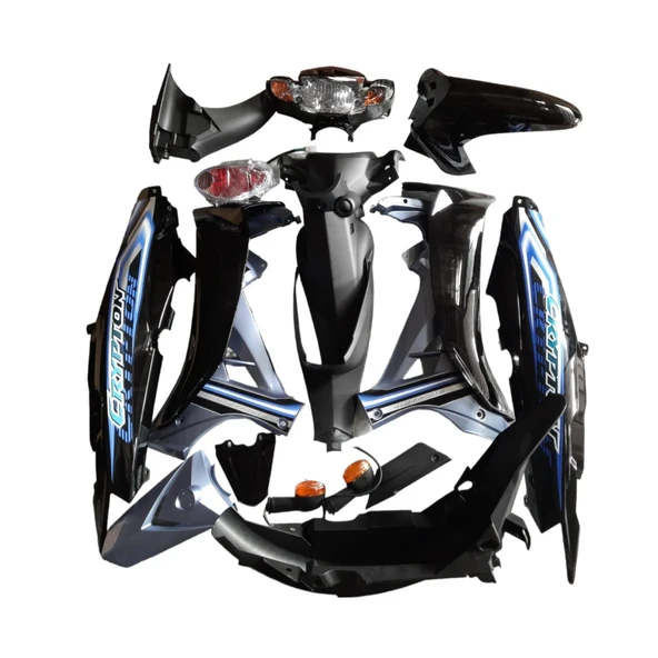 Crypton C8 Uyumlu Kaporta Seti Siyah 20 Parça Far Stop Dahil (2010-2014) ürün görseli 1