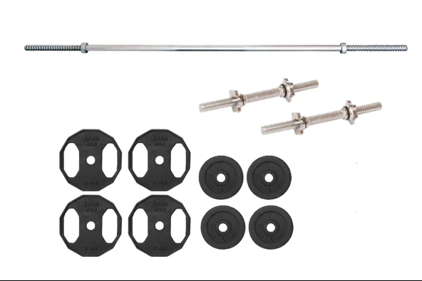 ACDSPOR 40 Kg Döküm Halter Dambıl Ağırlık Seti 120 cm uzun barlı