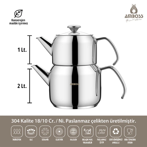 Amboss Cool Paslanmaz Çelik Orta Boy Çaydanlık - 2