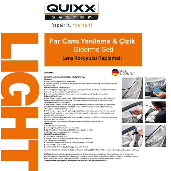 QUIXX Far Camı Onarım Seti - 3
