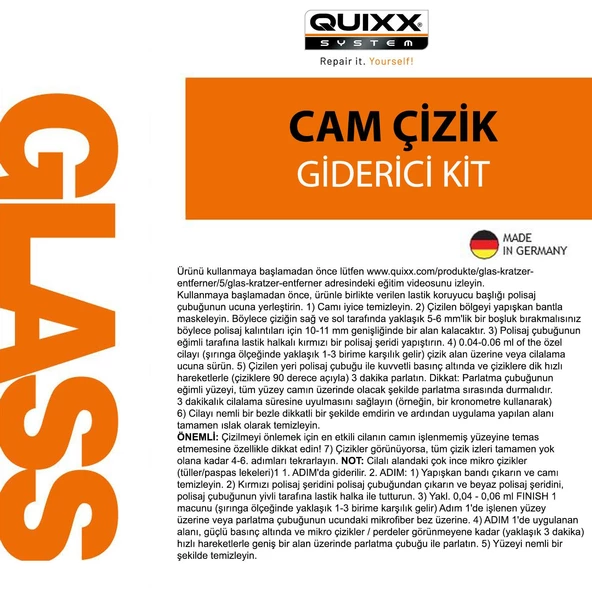 QUIXX Cam Çizik Giderici Set - 3