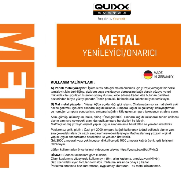 QUIXX Krom/Metal Yüzey Yenileme Seti - 3