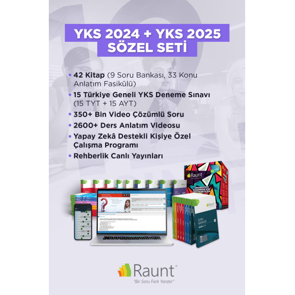 Raunt YKS 2024 SÖZ Dijital  YKS 2025 SÖZ/EA 42 Kitap/Soru Bankası/Dijital Üniversiteye Hazırlık Seti