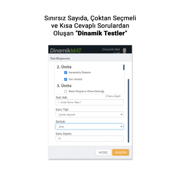 DinamikMAT 6. Sınıf Sonsuz Sayıda Soru Üreten Matematik Soru Bankası Uygulaması - 4