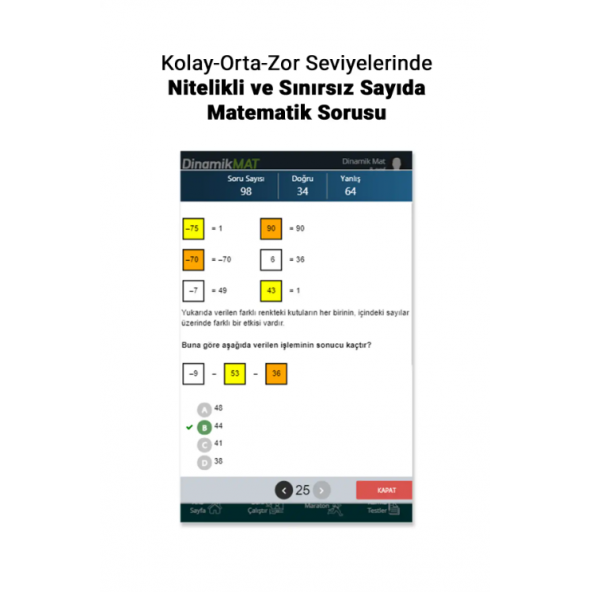 DinamikMAT 6. Sınıf Sonsuz Sayıda Soru Üreten Matematik Soru Bankası Uygulaması - 5