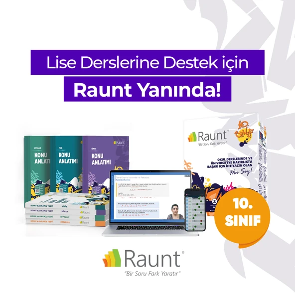 Raunt 10. Sınıf Yeni Müfredat Uyumlu Ders Destek Seti  Yapay Zeka Destekli, Deneme ve Koçluk Dahil ürün görseli