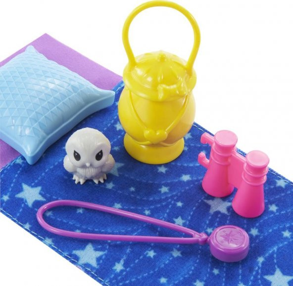 Barbie Chelseanin Kamp Macerası Oyun Seti HDF77 (15 cm, Sarışın Bebek), Hayvan Arkadaşı Baykuş, Uyku Tulumu, Dürbün ve Kamp Aksesuarları, 3-7 Yaş Arası - 4