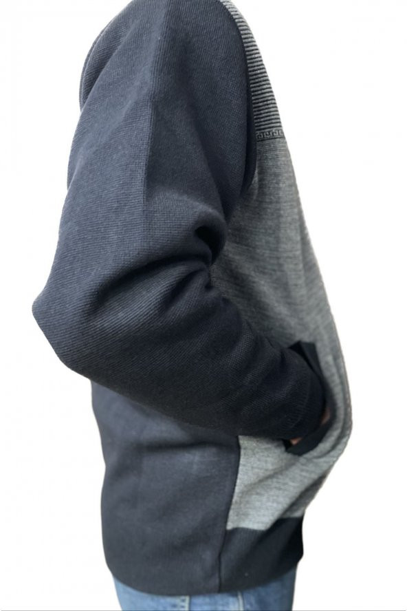 BLUESMODA ASTARLI CEPLİ FERMUARLI ÇELİK ÖRGÜ CEKET HIRKA - 2