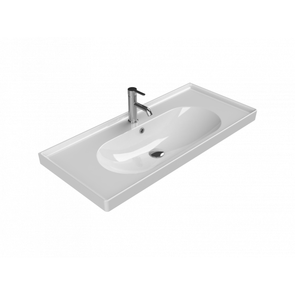 Turkuaz Seramik Cerastyle Arya Serisi 100 x 45 Cm Etajerli Lavabo