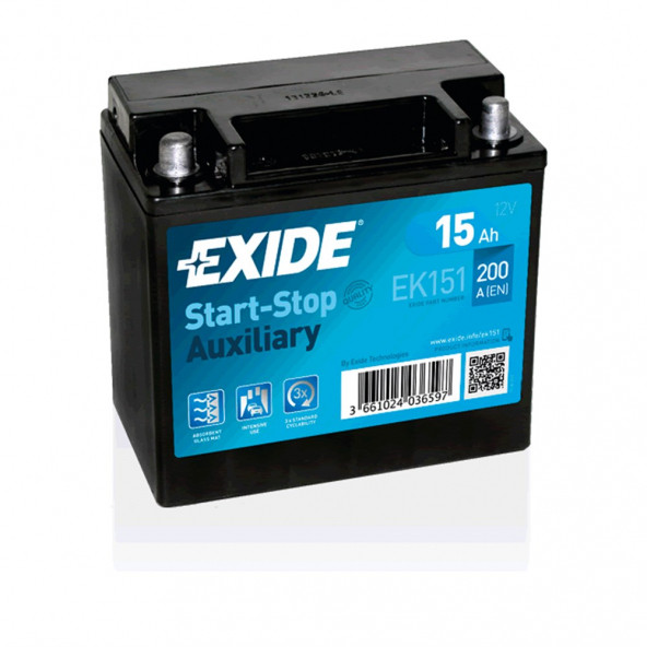 Exide EK151 15 Ah Akü Auxiliary 200 A En  Start Stop