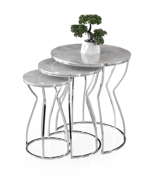 Lale 3'lü Yuvarlak Köşe Zigon Sehpa Mdf - 4