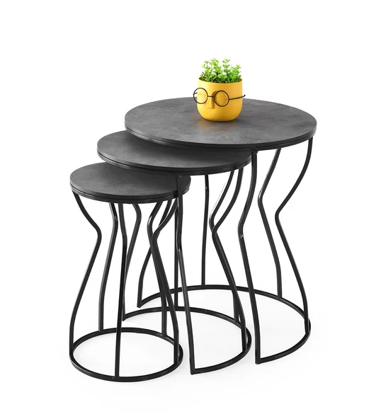 Lale 3'lü Yuvarlak Köşe Zigon Sehpa Mdf - 2