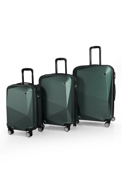 Polo&Sky Elmas Model Haki Renk 3'lü Valiz Seti