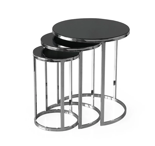 Sedef Modern Tarz Zigon Sehpa 3'lü Yuvarlak - 6