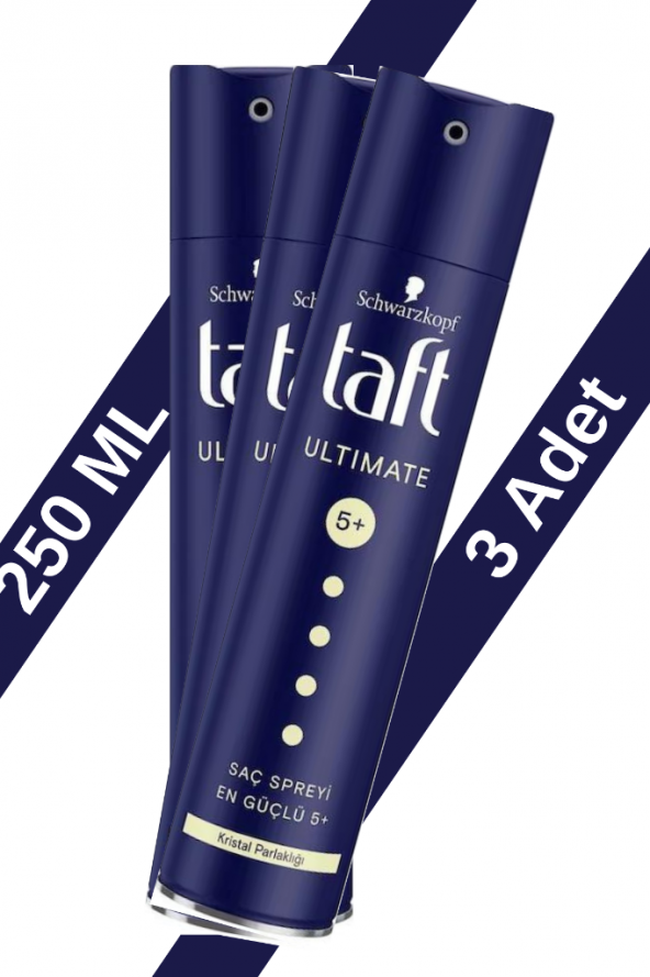 Taft Ultimate Saç Spreyi 5+ Kristal Parlaklığı 250 Ml 3 Adet - 2