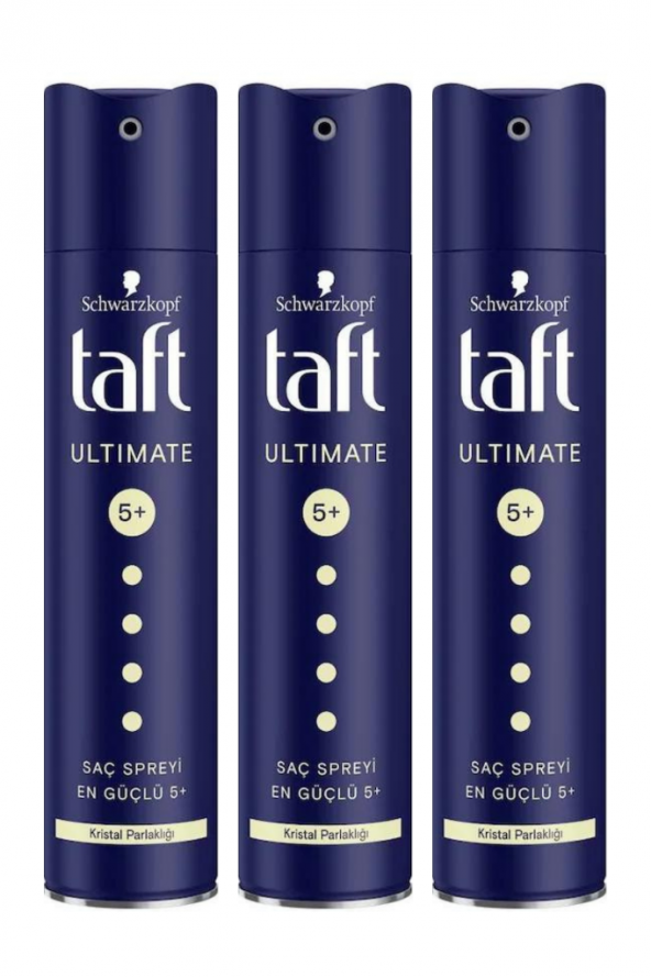 Taft Ultimate Saç Spreyi 5+ Kristal Parlaklığı 250 Ml 3 Adet