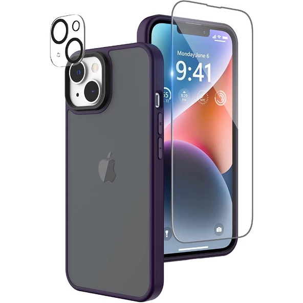 Gpack Apple iPhone 14 Plus Kılıf İmpact Alpin Mat Buzlu Kapak   Nano Ekran Koruyucu  Kamera Koruyucu - Resim 3